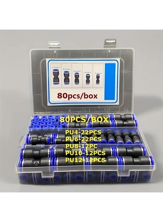 80pcs Quick Connect Air Hose Fittings Kit Metal Push To Connect Pneumatic Connectors - Image 2